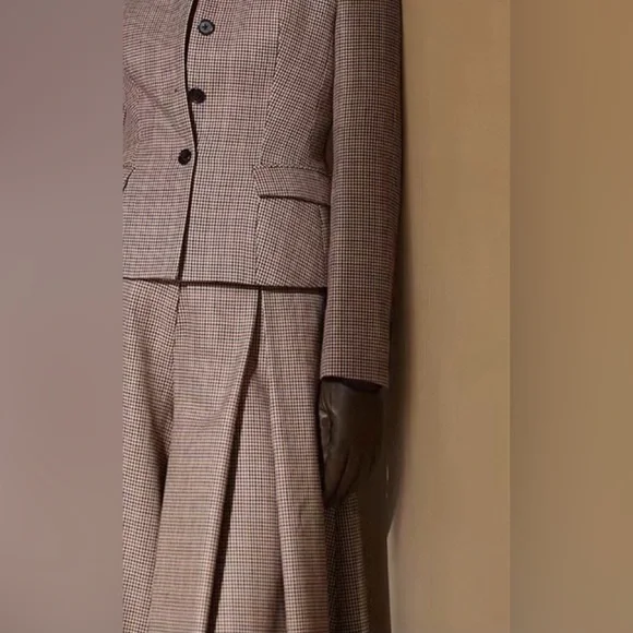 High Waist Plaid Wide Leg Pants Size M Brown Beige Vintage style